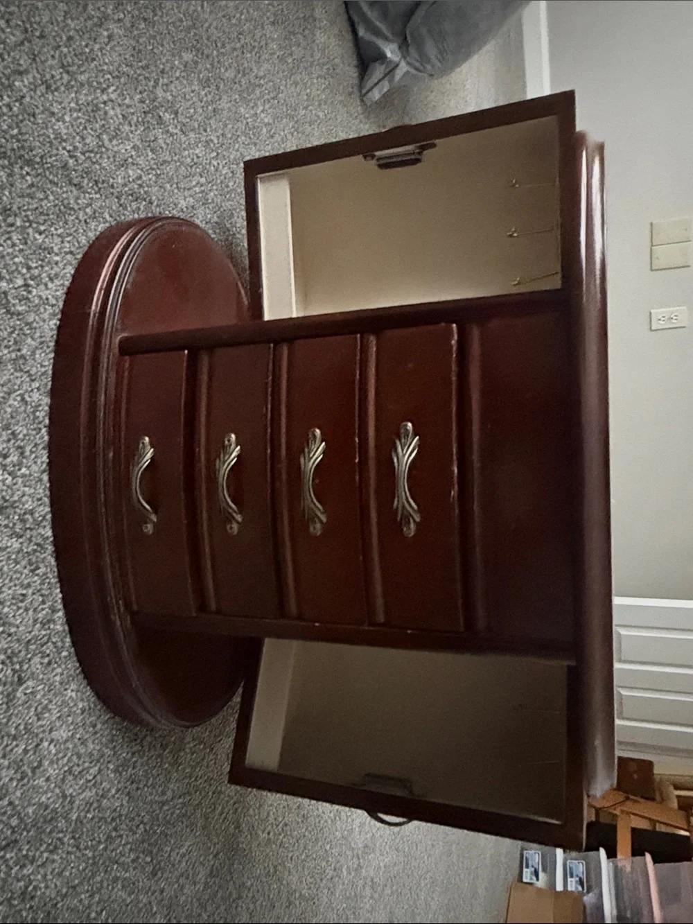 Wood Grain Brown Jewelry Organizer Chest with Drawers